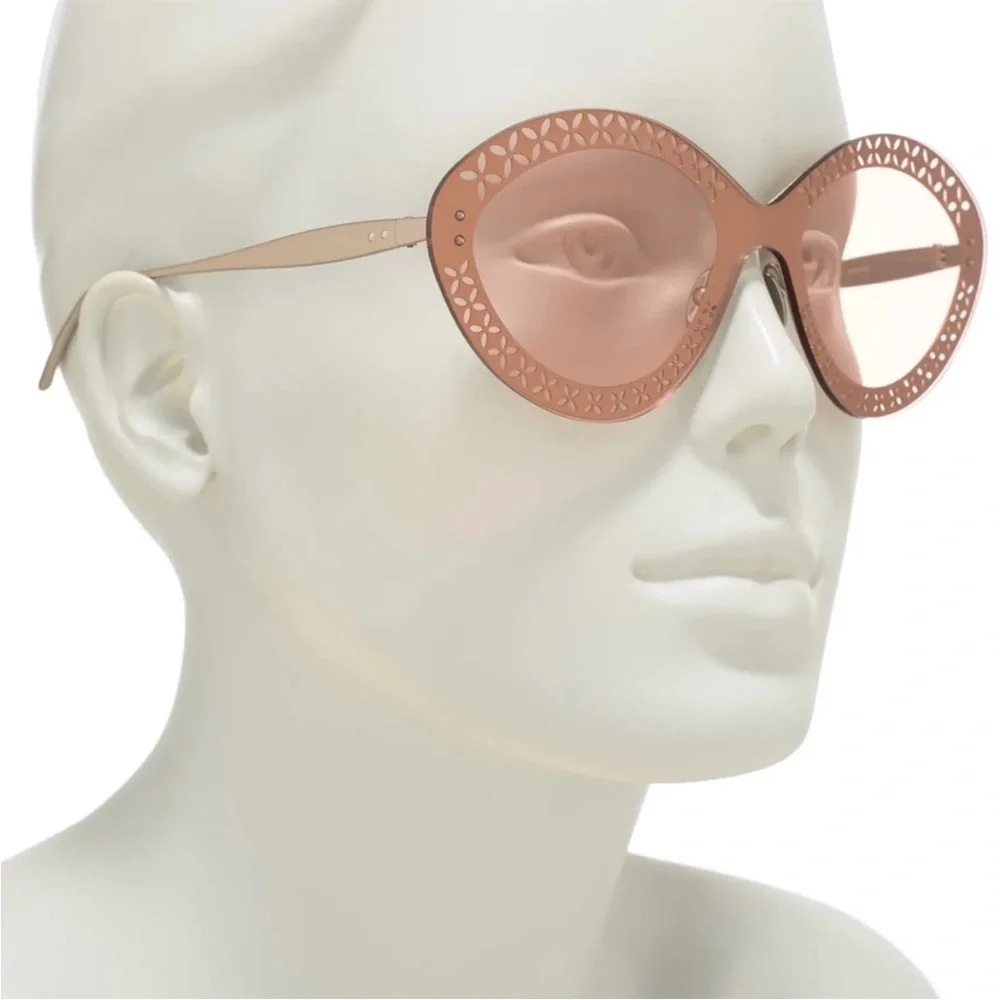 Azzedine Alaïa AA0027S Rose Gold Perforated Laser Cut Cat Eye Sunglasses